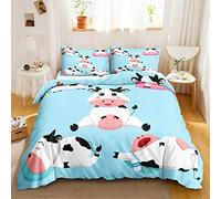 Parure De Lit 90x190 Vache Bleue Literie ImpriméE en 3D Sets De Parure Housse, Microfibre Douce Housse De Couette 90x190 Et 2 Taie Oreiller 65x65，Adapté Aux Enfants