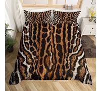 Parure de lit à imprimé léopard 140x200cm Safari Cheetah Print Housse de Couette pour chambre à coucher Wild Cat Animal Fur Decor Sets de Housse de Couette Farmhouse avec 1 taie d'oreiller