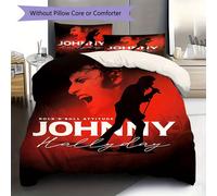 Parure De Lit À Theme Johnny Hallyday Rock 'n' Roll Attitude Avec Housse De Couette Et Taies D'oreiller, Decoration De Chambre Douce Personnalisée Pour Noël, Halloween Et Anniversa