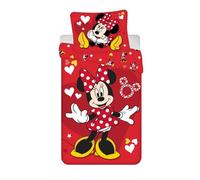 Parure de lit - AC-DÉCO - Minnie : Hearts - Coton 100% - Rouge - 140 x 200 cm