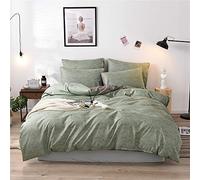 Parure de Lit Adulte 1/2 Personne Rose Bleu Gris Vert Housse de Couette Microfibre Douce Réversible Respirant Hommes Femmes Taies d'oreiller et Housse de Couette Zippée (Vert, 200_x_200_cm)