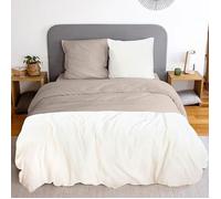 Parure de lit Adulte - Housse de Couette 220x240 cm + 2 Taies d'oreiller- Sets de Housse de Couette en Sherpa Microfibre (Beige)