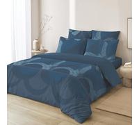 Parure de Lit Alex - Housse de Couette 100% Coton 57 Fils Imprimée Motifs Géométriques - Bleu - Certifiée Oeko-Tex - 240x220 CM +2 Taies