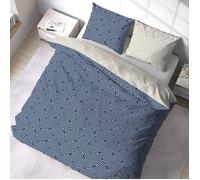 Parure de lit - ANIA - 240x220 - Bleu - Géométrique - Microfibre 100% polyester