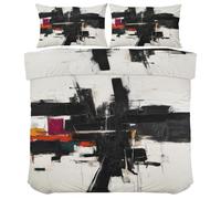 Parure de lit Art Abstrait - Housse de Couette Moderne 260 x 220 - Literie Super King en Microfibre Douce - 2 Taies d'oreiller & Fermeture Éclair - Facile d'entretien Qi294