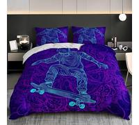 Parure de Lit Art du Skateboard Housse de Couette 240x220 cm et 2 Taie d'oreiller, Mandala Violet Douce et Hypoallergique Microfibre Parure de Couette 2 Personnes pour Enfant Ado et Adulte