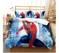 Parure De Lit avec 2 Taie Oreiller Spiderman Super Hero Avengers Housse Couette Ado Garçon 3 Pièces 200x200cm[22]