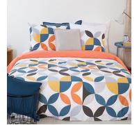 Parure de lit avec Housse de Couette 220x240 cm + 2 Taies d'oreiller 63x63cm Parure de lit pour 2 Personnes géométrique coton