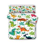 Parure de lit avec Housse de Couette 3D Dinosaure Animal Hommes Jeunes Garçons Enfants Simple/Double/King Housse de Couette et Taies d'oreiller (Style 4#, 220x240cm)