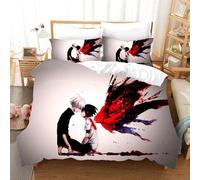 Parure De Lit Avec Housse De Couette Blanche, Motif Anime Tokyo Ghoul Kaneki Ken, Pour Lit Simple, 135 X 200 Cm