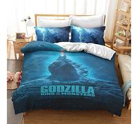 Parure De Lit avec Housse De Couette Et 2 Taies d'oreiller 65 X 65 Cm - Prévenir Les Allergies - Godzilla Japon - Entretien Facile (Godzilla 03,140x200cm(1.2MBed))