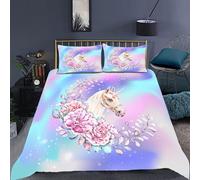 Parure De Lit Avec Housse De Couette Et Imprimé 3d, Motif Licorne Et Animaux De Dessin Anime, Pour Chambre D'enfant, Adolescente, Fille