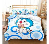 Parure De Lit Avec Housse De Couette Et Imprime Chat 3d Doraemon, Motif Exquis, Pour Jeunes Enfants, Filles Et Garcon S, Cadeau