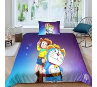 Parure De Lit Avec Housse De Couette Et Imprime Chat 3d Doraemon, Motif Exquis, Pour Jeunes Enfants, Filles Et Garcon S, Cadeau
