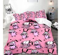 Parure De Lit Avec Housse De Couette Et Imprime Courage Le Chien Froussard, Motif Dessin Anime Exquis, Pour Jeunes Enfants, Filles Et Garcon S, Cadeau D'anniversaire