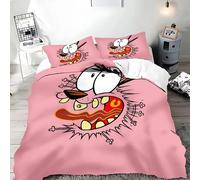 Parure De Lit Avec Housse De Couette Et Imprime Courage Le Chien Froussard, Motif Dessin Anime Exquis, Pour Jeunes Enfants, Filles Et Garcon S, Cadeau D'anniversaire