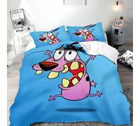 Parure De Lit Avec Housse De Couette Et Imprime Courage Le Chien Froussard, Motif Dessin Anime Exquis, Pour Jeunes Enfants, Filles Et Garcon S, Cadeau D'anniversaire