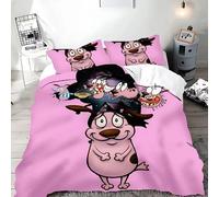 Parure De Lit Avec Housse De Couette Et Imprime Courage Le Chien Froussard, Motif Dessin Anime Exquis, Pour Jeunes Enfants, Filles Et Garcon S, Cadeau D'anniversaire