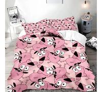 Parure De Lit Avec Housse De Couette Et Imprime Courage Le Chien Froussard, Motif Dessin Anime Exquis, Pour Jeunes Enfants, Filles Et Garcon S, Cadeau D'anniversaire
