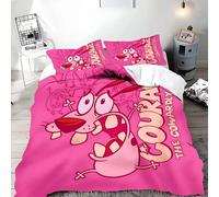 Parure De Lit Avec Housse De Couette Et Imprime Courage Le Chien Froussard, Motif Dessin Anime Exquis, Pour Jeunes Enfants, Filles Et Garcon S, Cadeau D'anniversaire