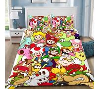 Parure De Lit Avec Housse De Couette Et Motif Dessin Anime Super Mario 3d, Cadeau Idéal Pour Jeunes Filles Et Garcon S