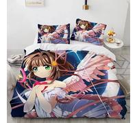 Parure De Lit Avec Housse De Couette Et Taie D'oreiller Motif Cardcaptor Sakura, Pour Lit Simple, Double Ou King Size, 2 Ou 3 Pieces