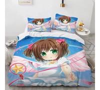 Parure De Lit Avec Housse De Couette Et Taie D'oreiller Motif Cardcaptor Sakura, Pour Lit Simple, Double Ou King Size, 2 Ou 3 Pieces