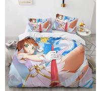 Parure De Lit Avec Housse De Couette Et Taie D'oreiller Motif Cardcaptor Sakura, Pour Lit Simple, Double Ou King Size, 2 Ou 3 Pieces