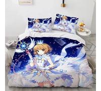 Parure De Lit Avec Housse De Couette Et Taie D'oreiller Motif Cardcaptor Sakura, Pour Lit Simple, Double Ou King Size, 2 Ou 3 Pieces