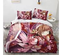Parure De Lit Avec Housse De Couette Et Taie D'oreiller Motif Cardcaptor Sakura, Pour Lit Simple, Double Ou King Size, 2 Ou 3 Pieces