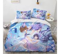 Parure De Lit Avec Housse De Couette Et Taie D'oreiller Motif Cardcaptor Sakura, Pour Lit Simple, Double Ou King Size, 2 Ou 3 Pieces