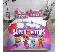 Parure De Lit Avec Housse De Couette Et Taie D'oreiller Motif Chat Mignon Super Kitties