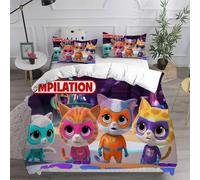 Parure De Lit Avec Housse De Couette Et Taie D'oreiller Motif Chat Mignon Super Kitties