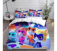 Parure De Lit Avec Housse De Couette Et Taie D'oreiller Motif Chat Mignon Super Kitties