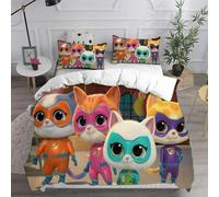 Parure De Lit Avec Housse De Couette Et Taie D'oreiller Motif Chat Mignon Super Kitties