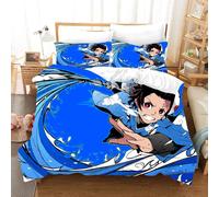 Parure De Lit Avec Housse De Couette Et Taie D'oreiller Motif Demon Slayer Et Devil's Blade, Kimetsu No Yaiba, Tanjirou Nezuko, Pour Filles