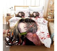 Parure De Lit Avec Housse De Couette Et Taie D'oreiller Motif Demon Slayer Et Devil's Blade, Kimetsu No Yaiba, Tanjirou Nezuko, Pour Filles