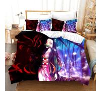 Parure De Lit Avec Housse De Couette Et Taie D'oreiller Motif Demon Slayer Et Devil's Blade, Kimetsu No Yaiba, Tanjirou Nezuko, Pour Filles