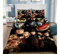 Parure De Lit Avec Housse De Couette Et Taie D'oreiller Motif Dragons En 3d