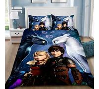 Parure De Lit Avec Housse De Couette Et Taie D'oreiller Motif Dragons En 3d