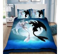 Parure De Lit Avec Housse De Couette Et Taie D'oreiller Motif Dragons En 3d
