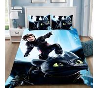Parure De Lit Avec Housse De Couette Et Taie D'oreiller Motif Dragons En 3d