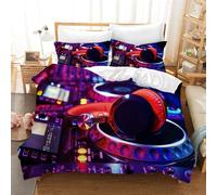 Parure De Lit Avec Housse De Couette Et Taie D'oreiller, Motif Graffiti, Motif Dj Et Notes De Musique, Multicolore, Toutes Saisons