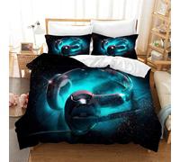 Parure De Lit Avec Housse De Couette Et Taie D'oreiller, Motif Graffiti, Motif Dj Et Notes De Musique, Multicolore, Toutes Saisons