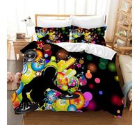 Parure De Lit Avec Housse De Couette Et Taie D'oreiller, Motif Graffiti, Motif Dj Et Notes De Musique, Multicolore, Toutes Saisons