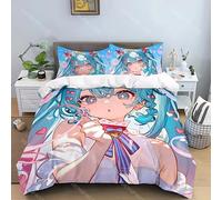 Parure De Lit Avec Housse De Couette Et Taie D'oreiller Motif Hatsune Miku