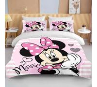 Parure De Lit Avec Housse De Couette Et Taie D'oreiller Motif Minnie Mouse, 2/3 Pieces, Pour Lit Double Et Queen Size