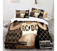 Parure De Lit Avec Housse De Couette Et Taie D'oreiller, Motif Rock Ac Dc, Motif 3d, Motif Musique, Pour Lit Double, Queen Et King Size