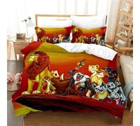 Parure De Lit Avec Housse De Couette Et Taie D'oreiller Motif Roi Lion Simba