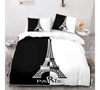 Parure De Lit Avec Housse De Couette Et Taie D'oreiller, Motif Tour De Paris, Style Scénique